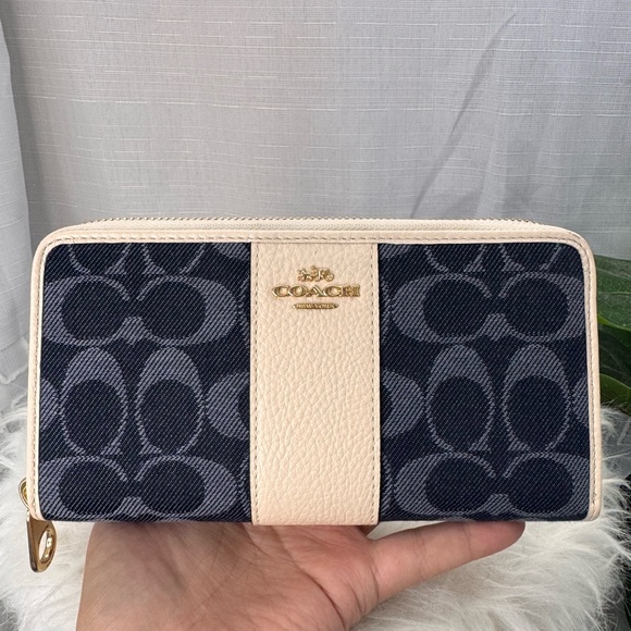 Coach Handbags - Coach zip denim wallet! like new!